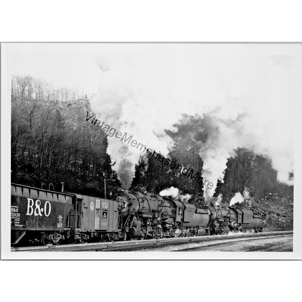 Vtg baltimore & ohio railroad bo 6208 steam locomotive 5"x7" real photo t2-187‎